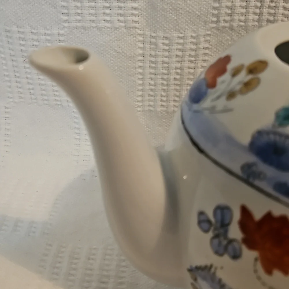 Vintage Williams Sonoma Grande Cuisine Ceramic Teapot Asian Floral Motif